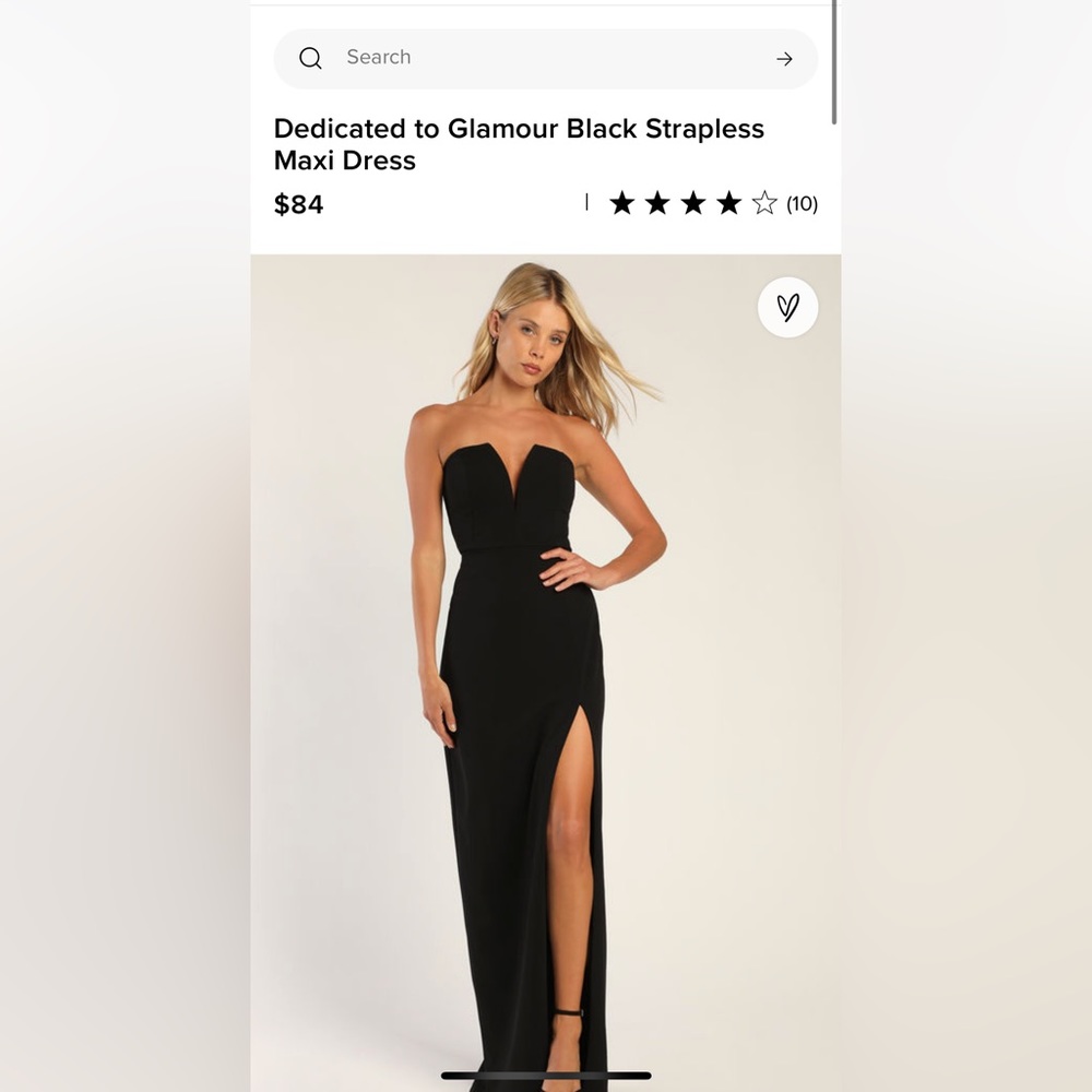 LuLu’s Dedicated to Glamour Black strapless maxi dress